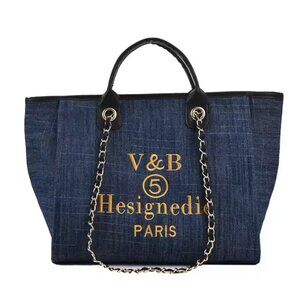 BACK IN STOCK NWT: Dark Denim  Blue  V&B Paris Tote Bag.....STUNNING